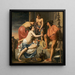 Bacchus su un trono, ninfe che offrono a Bacchus vino e frutti - Caesar Van Everdingen — quadro incorniciato alla parete