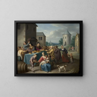 Le sette opere di misericordia - Balthasar Beschey — quadro incorniciato alla parete
