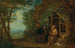 Gli eremiti Paul e Antoine in un paesaggio nutriti da un corvo - Balthasar Beschey — vista dell’opera