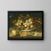 Natura morta con una ciotola di Delft contenente frutta su un davanzale con fiori, insetti e una lucertola - Balthasar van der Ast — quadro incorniciato alla parete
