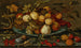 Uva, pesche, mele e prugne in una ciotola Wanli su un davanzale con conchiglie, una cavalletta e altri frutti - Balthasar van der Ast — vista dell’opera