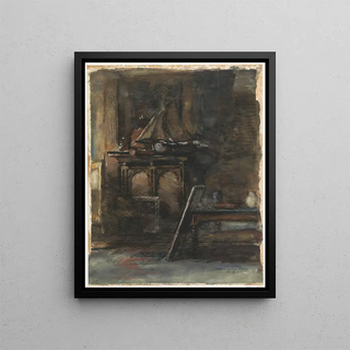 Barbara Elisabeth van Houten - Het atelier van HW Mesdag met twee modellen van zeilschepen.webp