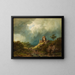 Viaggiatori che passano davanti a un castello in rovina in un paesaggio tempestoso - Barend Cornelis Koekkoek — quadro incorniciato alla parete