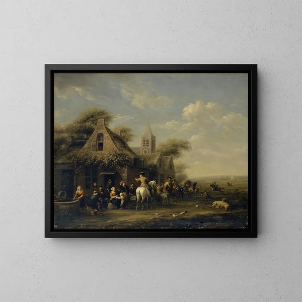 Fermata davanti a una locanda - Barent Gael — quadro incorniciato alla parete
