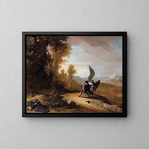 Jacob che lotta con l'angelo - Bartholomeus Breenbergh — quadro incorniciato alla parete