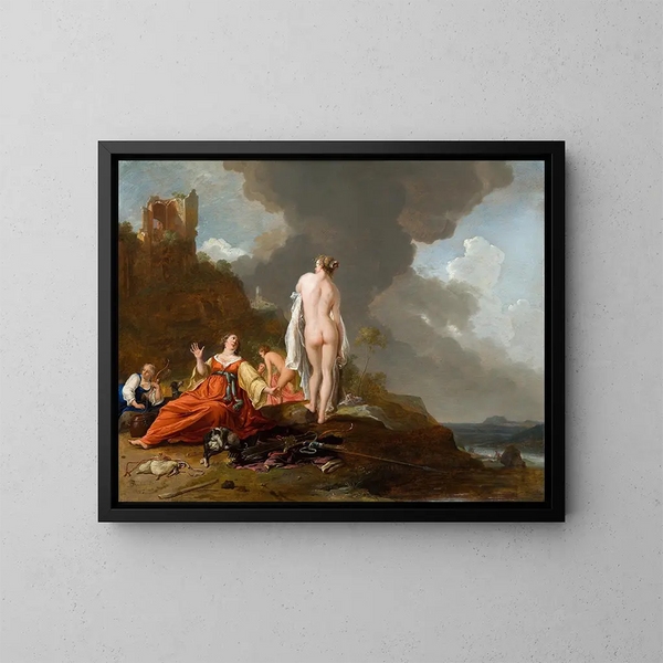 Paesaggio con ninfe e Diana - Bartholomeus Breenbergh — quadro incorniciato alla parete