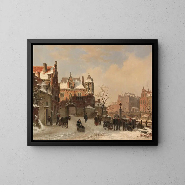 Vista invernale della città - Bartholomeus Johannes van Hove — quadro incorniciato alla parete
