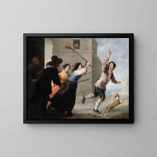 Il Figliol Prodigo cacciato - Bartolomé Esteban Murillo — quadro incorniciato alla parete