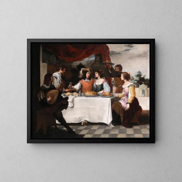 Il Figliol Prodigo a tavola - Bartolomé Esteban Murillo — quadro incorniciato alla parete