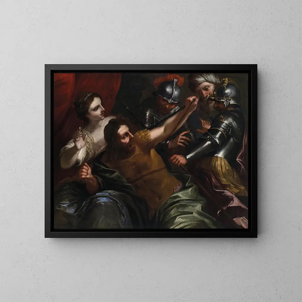 Samson e Dalila - Bartolomeo Biscaino — quadro incorniciato alla parete
