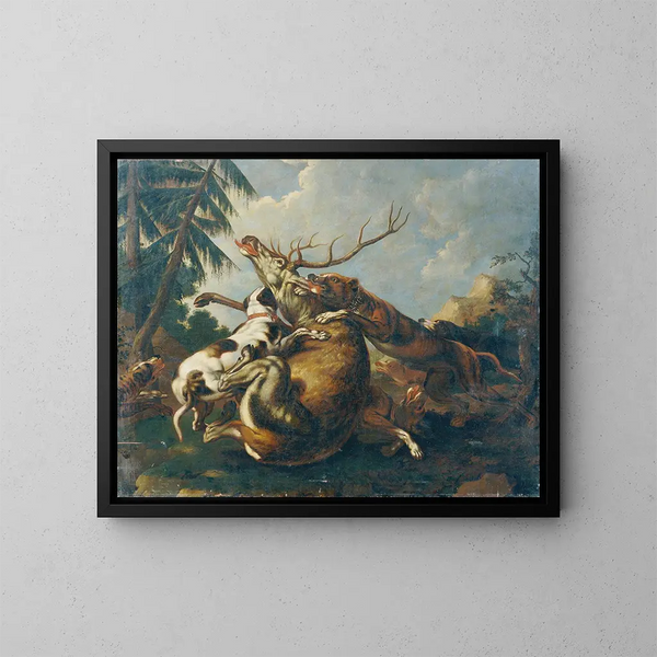Caccia al cervo - Benno Rafael Adam — quadro incorniciato alla parete