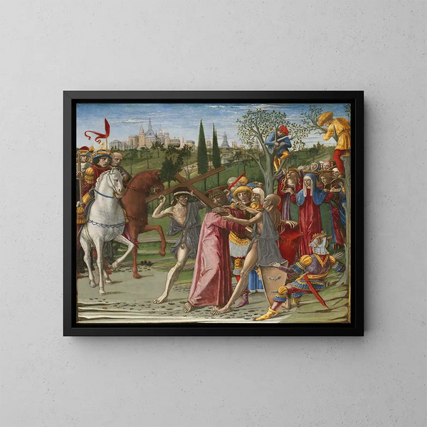 Il Cristo portando la croce - Benvenuto di Giovanni — quadro incorniciato alla parete