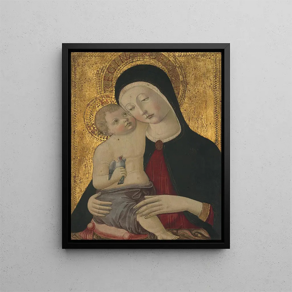 Vergine con Bambino - Benvenuto di Giovanni — quadro incorniciato alla parete