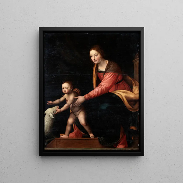 Vergine con Bambino - Bernardino Luini — quadro incorniciato alla parete