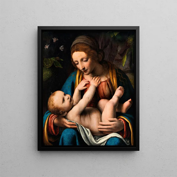 La Vierge à l'Enfant Jésus - Bernardino Luini — quadro incorniciato alla parete
