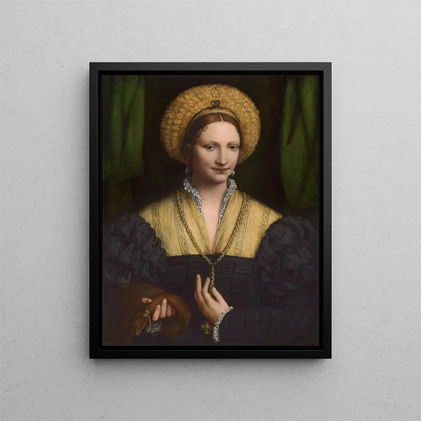 Ritratto di una dama - Bernardino Luini — quadro incorniciato alla parete
