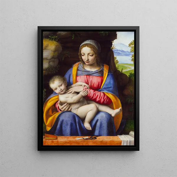 La Vierge à l'Enfant dans un paysage - Bernardino Luini — quadro incorniciato alla parete