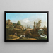 paesaggio capriccio con motivi classici e medievali e alcuni edifici di Dresda - Bernardo Bellotto — quadro incorniciato alla parete