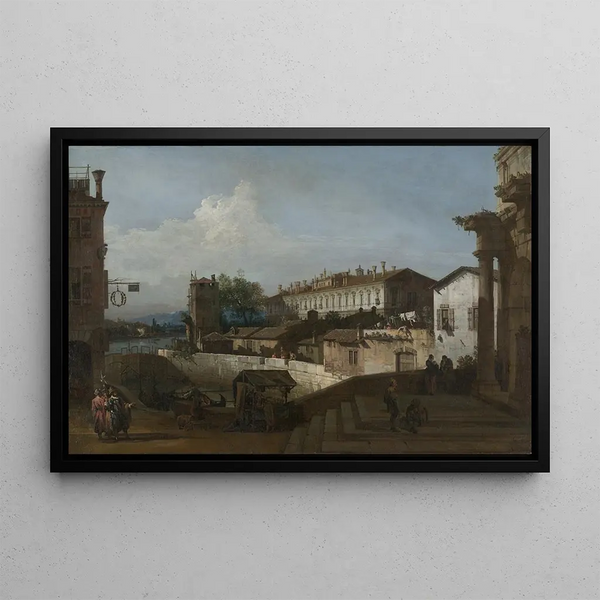 L'Écluse à Dolo - Bernardo Bellotto — quadro incorniciato alla parete