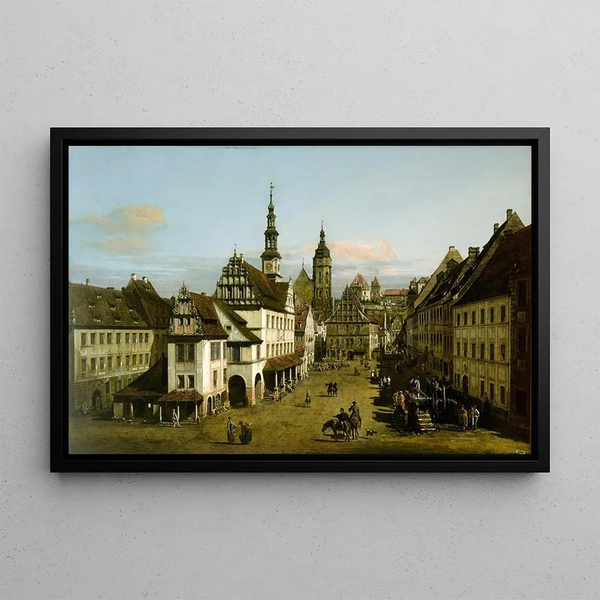 Il Mercato di Pirna - Bernardo Bellotto — quadro incorniciato alla parete