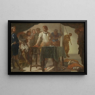 Bernardo Cavallino - Mucius Scaevola Confronting King Porsenna.webp