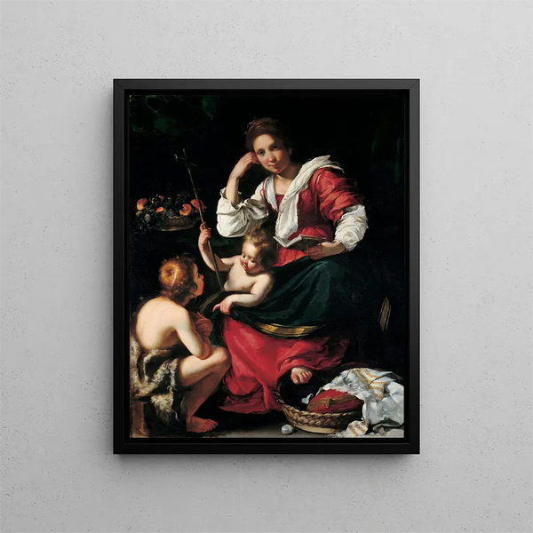 La Vierge à l'Enfant avec saint Jean enfant - Bernardo Strozzi — quadro incorniciato alla parete