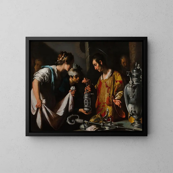Saint Laurent distribuant les richesses de l'Église - Bernardo Strozzi — quadro incorniciato alla parete