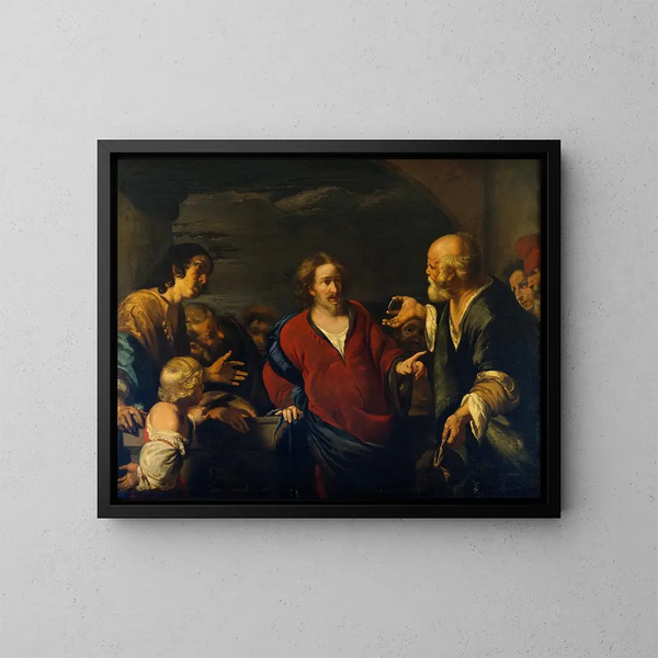 L'Offrande à la monnaie - Bernardo Strozzi — quadro incorniciato alla parete