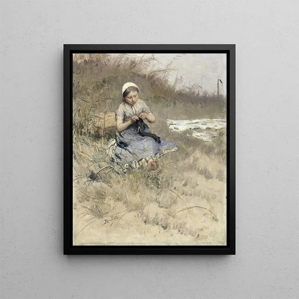 Fille qui tricote - Bernardus Johannes Blommers — quadro incorniciato alla parete