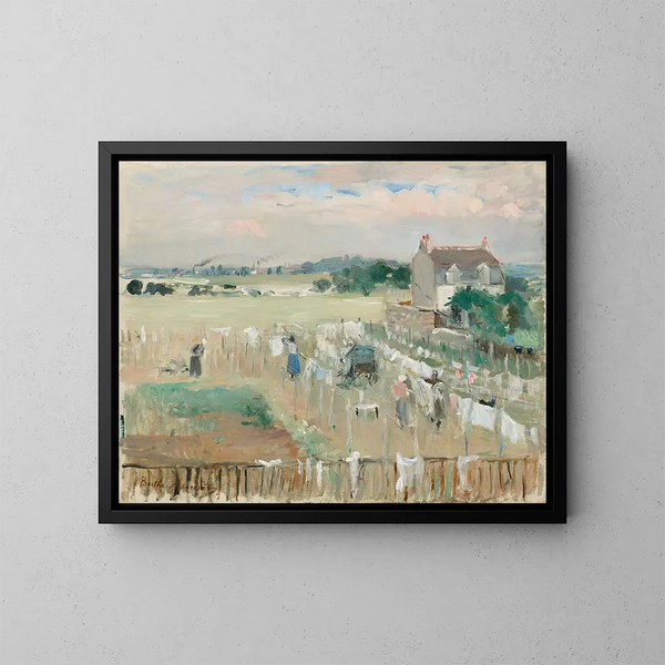 Appendi il bucato da asciugare - Berthe Morisot — quadro incorniciato alla parete