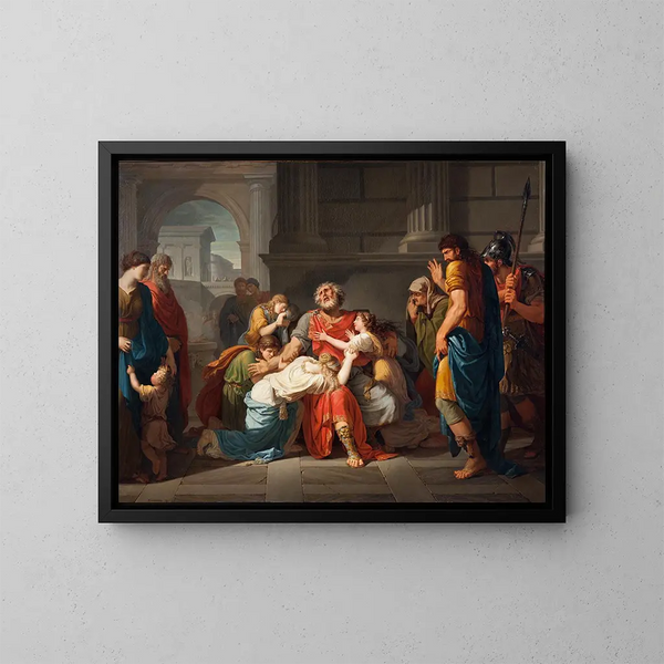 Œdipe cieco che affida i suoi figli agli dei - Bénigne Gagneraux — quadro incorniciato alla parete