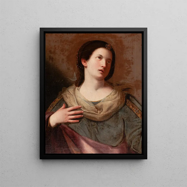 Una Sibilla con gli occhi rivolti verso l'alto - Scuola bolonese — quadro incorniciato alla parete