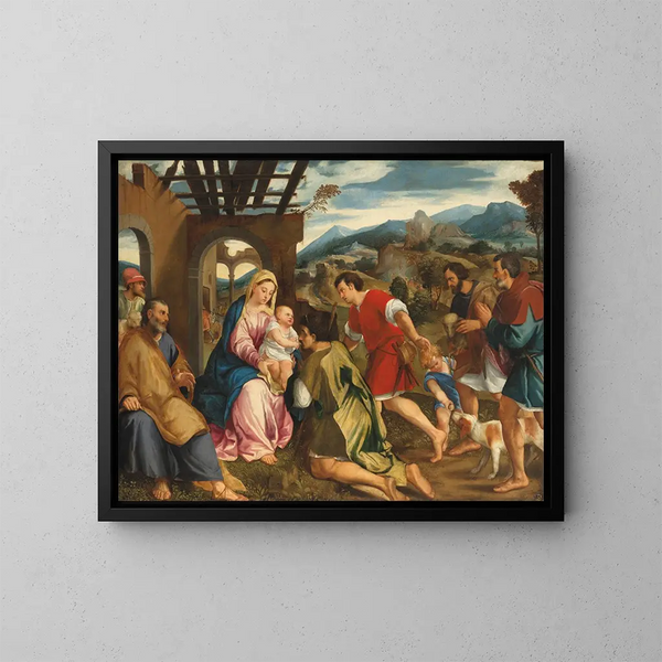 Adorazione dei pastori - Bonifacio Veronese — quadro incorniciato alla parete