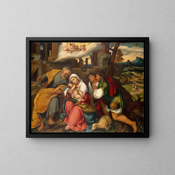 L'Adorazione dei pastori - Bonifacio Veronese — quadro incorniciato alla parete