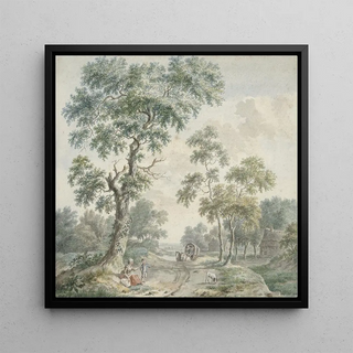 Bord de forêt avec maisons de paysans et un chemin de sable - Gerardus Wieringa