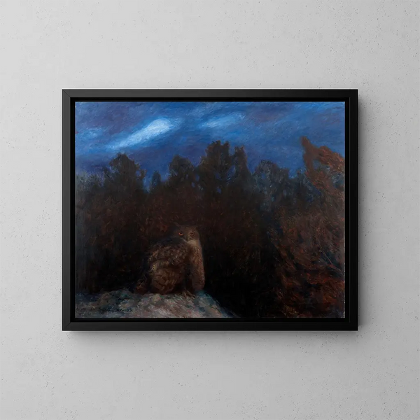 Il grande gufo reale nel cuore della foresta - Bruno Liljefors — quadro incorniciato alla parete