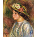 Riproduzione del dipinto Busto di Donna, Cappello di Paglia Decorato - Pierre-Auguste Renoir
