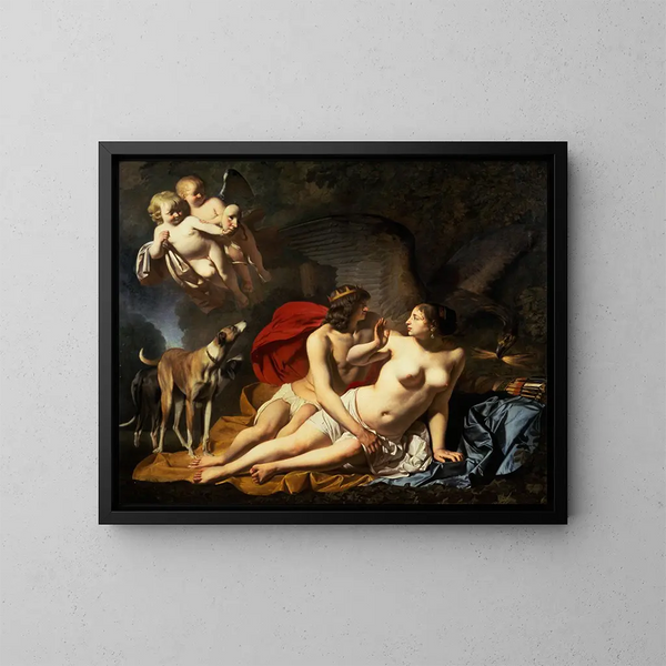Giove e Callisto - Caesar van Everdingen — quadro incorniciato alla parete