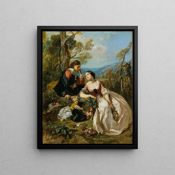 Una conversazione sentimentale - Camille Joseph Étienne Roqueplan — quadro incorniciato alla parete