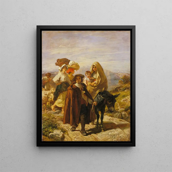 Paesani della stalla - Camille Joseph Étienne Roqueplan — quadro incorniciato alla parete