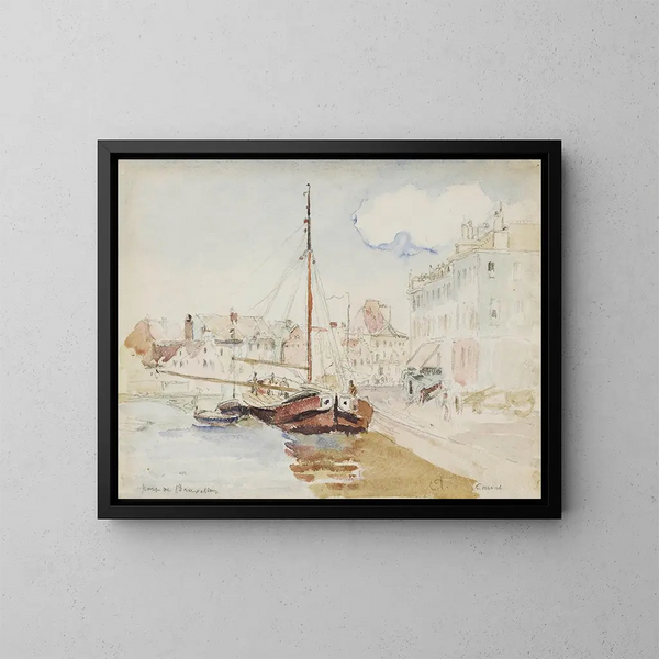 Porto di Bruxelles - Camille Pissarro — quadro incorniciato alla parete