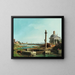 Un lucchetto, una colonna e una chiesa sul bordo di una laguna - Canaletto — quadro incorniciato alla parete