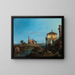 Un'isola nella laguna con una porta e una chiesa - Canaletto — quadro incorniciato alla parete