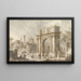 Caprice con un arco di trionfo romano - Canaletto — quadro incorniciato alla parete