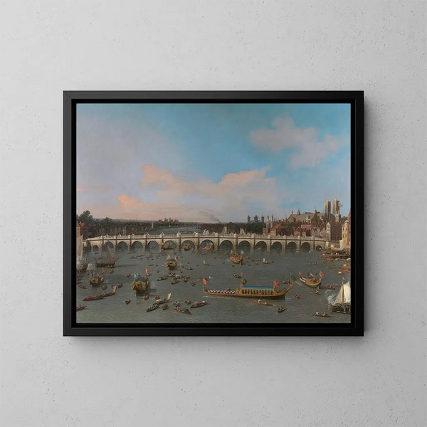 Ponte di Westminster con la processione dei sindaci sul Tamigi - Canaletto — quadro incorniciato alla parete