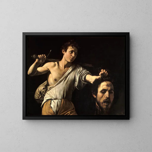 di Davide con la testa di Golia - Caravaggio — quadro incorniciato alla parete