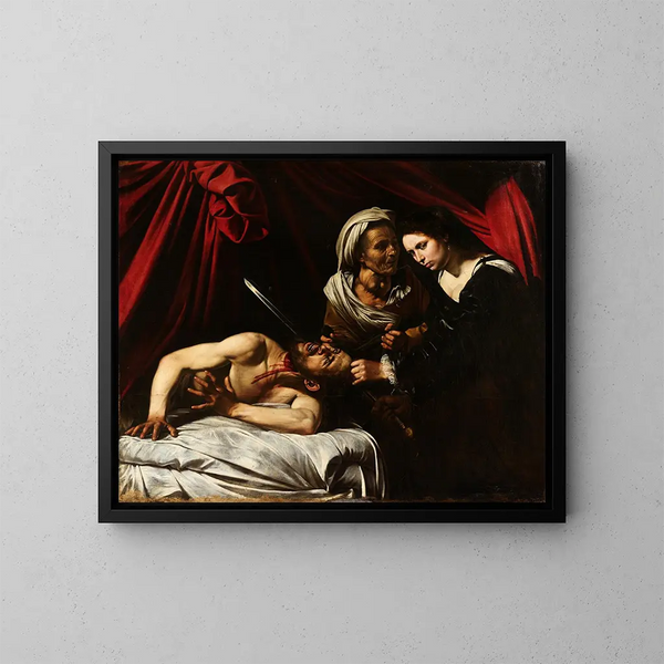 Judith decapitando Oloferne - Caravaggio — quadro incorniciato alla parete
