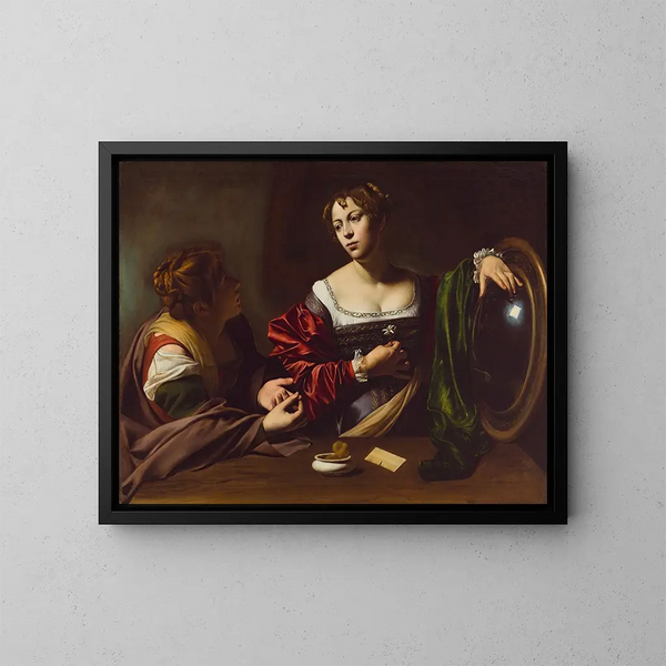 Martha e Maria Maddalena - Caravaggio — quadro incorniciato alla parete