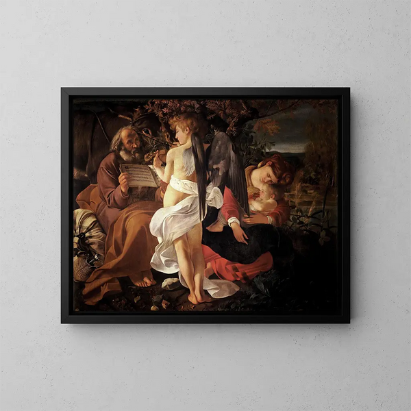 Repos pendant la fuite en Égypte - Le Caravage — quadro incorniciato alla parete