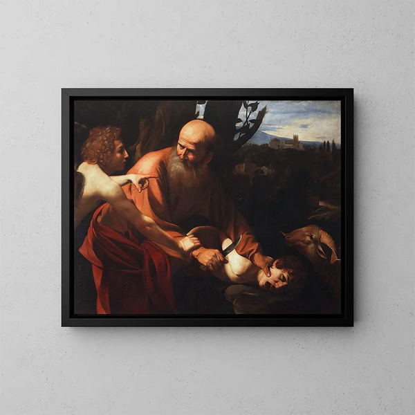 Il Sacrificio di Isacco - Caravaggio — quadro incorniciato alla parete